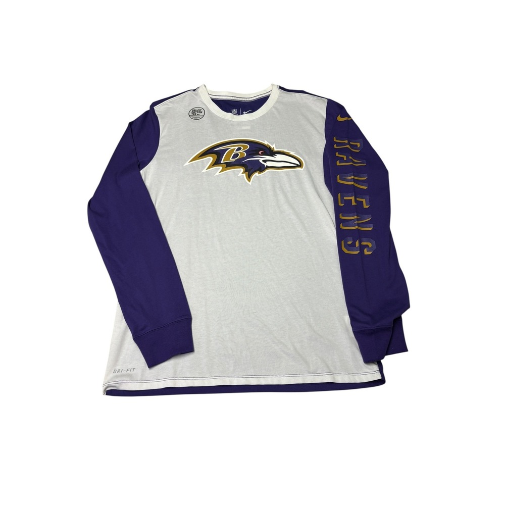 NWT Nike Baltimore Ravens NFL Dri-FIT Long Sleeve Shirt Mens Medium White Purple